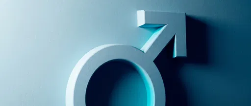 Embossed Blue 3D Male Mars Symbol