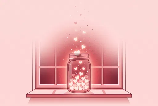 Glowing Hearts in Mason Jar Illustration