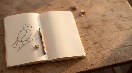 Simple Bird Sketch in Open Notebook