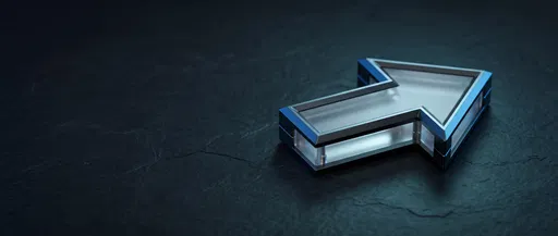 Glass and Aluminum Arrow on Dark Slate