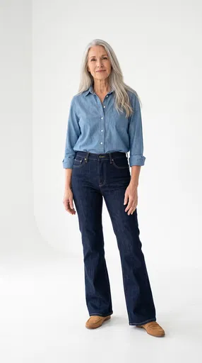 Mature Woman in Denim Studio Portrait