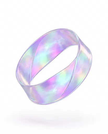 Iridescent Holographic Twisted Loop on White