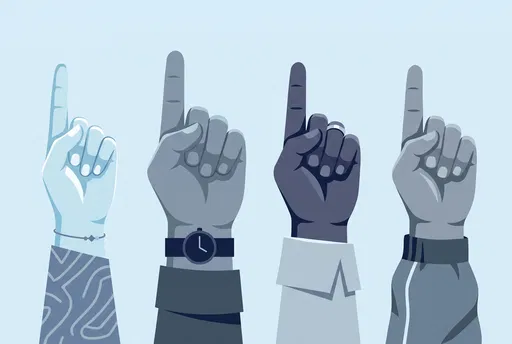 Four Diverse Hands Pointing Upward Illustration