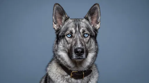 Studio Portrait of Shepherd Husky Mix
