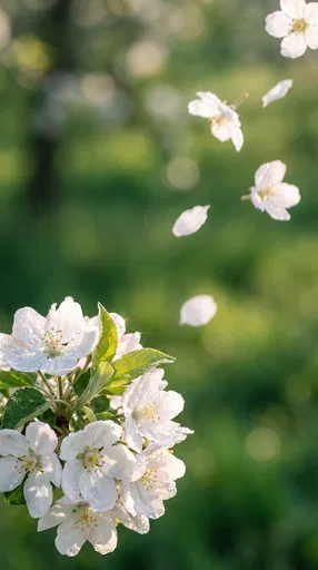 White Apple Blossoms with Morning Dew