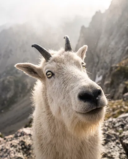Close-Up Portrait of Rocky Mountain Goat