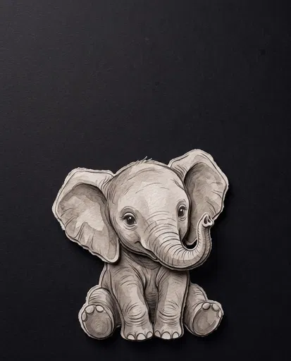 Paper Cutout Baby Elephant Illustration