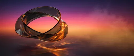 Smoky Acrylic Mobius Ribbon on Sunset Gradient
