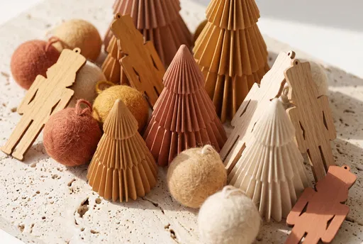 Minimalist Ceramic and Wooden Christmas Ornaments