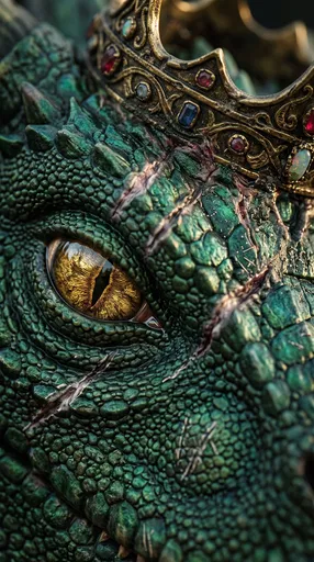 Close-Up of Crowned Green Dragon Eye