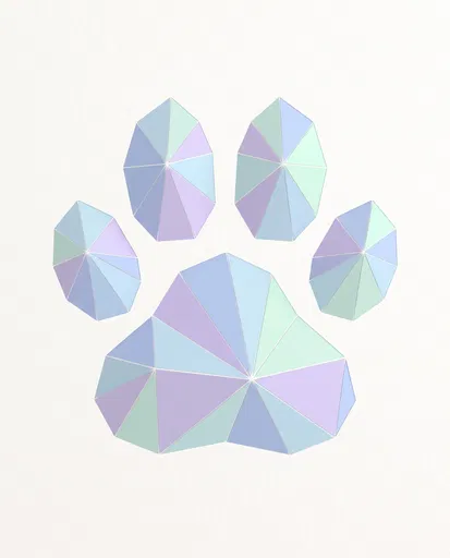 Pastel Geometric Low-Poly Paw Print