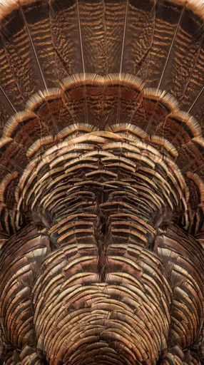 Symmetrical Wild Turkey Feather Plumage Close-Up