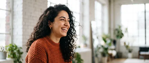 Laughing Woman in Bright Studio Loft