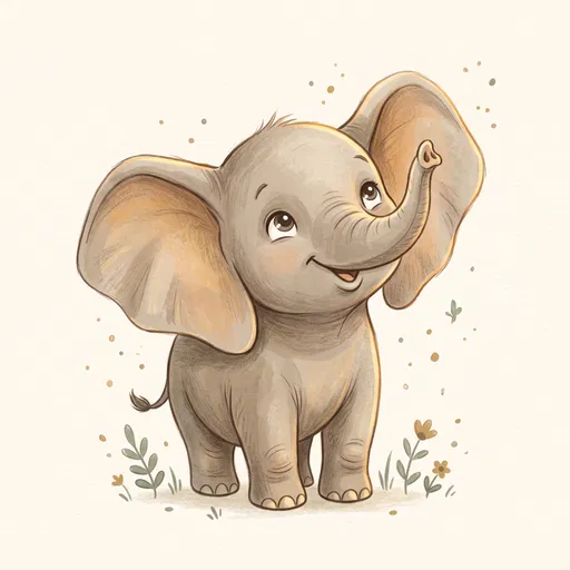 Cute Baby Elephant Storybook Illustration