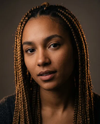 Close-Up Portrait of Woman with Braids