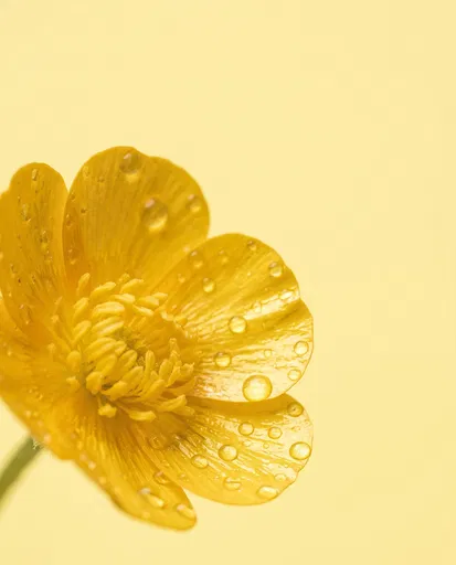 Dewy Yellow Buttercup Flower Macro