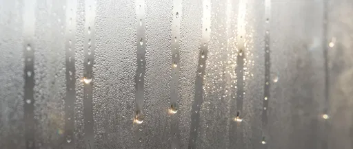 Condensation Trails on Steamy Glass Window