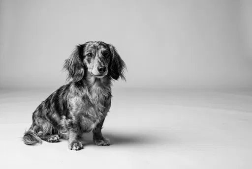 Black and White Long-Haired Dachshund Portrait