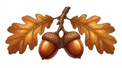 Golden Oak Leaves and Glossy Acorns Illustration