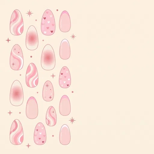 Pastel Pink Press-On Nail Art Illustration
