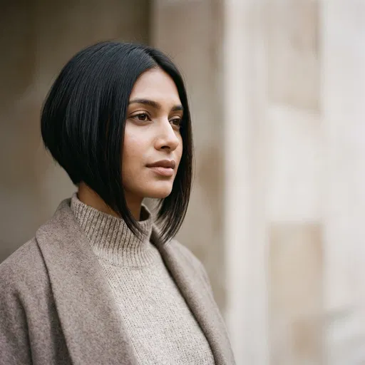 Woman With Sleek Inverted Bob Haircut