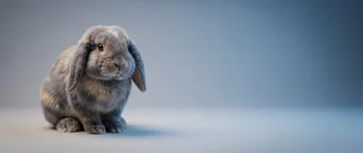 Gray Mini Lop Rabbit Studio Portrait