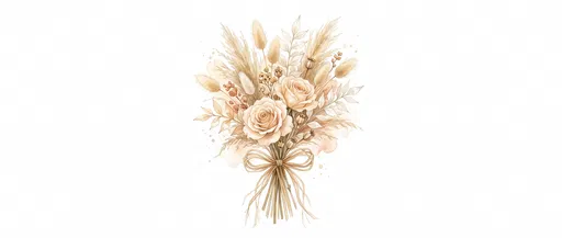 Boho Dried Flower Watercolor Bouquet Clipart