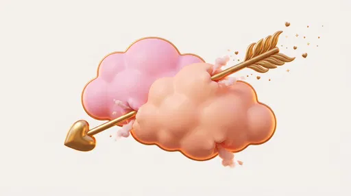 Golden Cupid Arrow Piercing Pastel Clouds