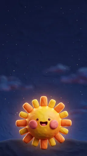 Cute Clay Sun in Indigo Sky