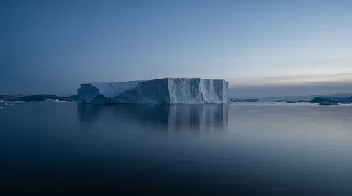 Tabular Iceberg in Calm Twilight Waters