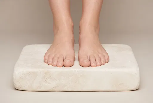 Clean Bare Feet on Limestone Block