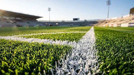 Low Angle Sunlit Stadium Turf Field