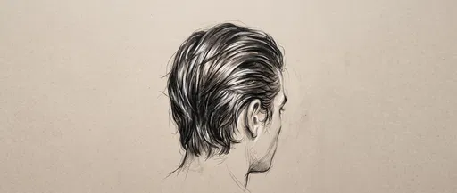 Charcoal Sketch of Slicked Back Hair