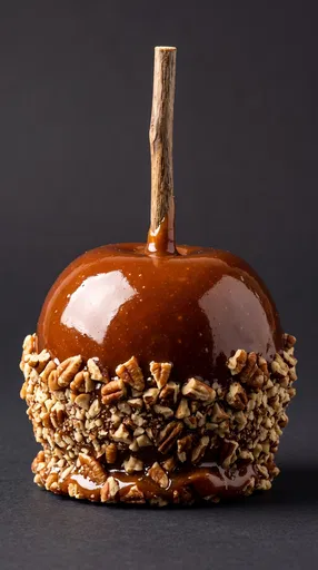 Glossy Caramel Apple With Crushed Pecans