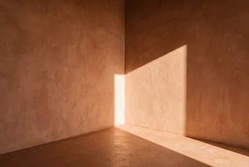 Warm Terracotta Corner with Sunlight Shadows