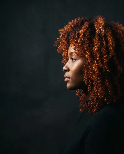Profile Portrait of Woman with Copper Curls