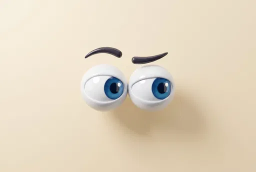 3D Cartoon Eyes Giving Side Eye