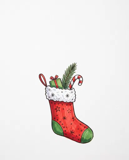 Hand-Drawn Christmas Stocking Marker Illustration