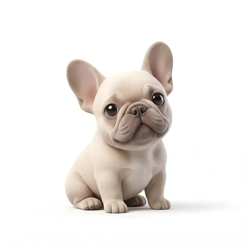 Stylized 3D Cream French Bulldog Puppy