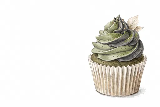 Matcha and Black Sesame Cupcake Illustration