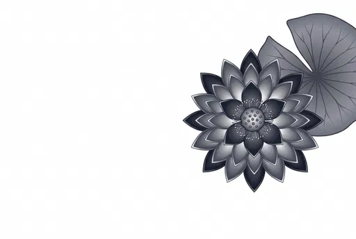 Monochrome Lotus Flower and Lily Pad