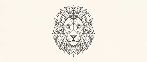 Geometric Line Art Lion Head Illustration