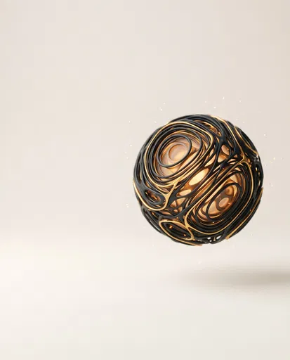 Abstract Black and Gold Glowing Sphere