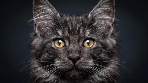 Black Smoke Maine Coon Kitten Portrait