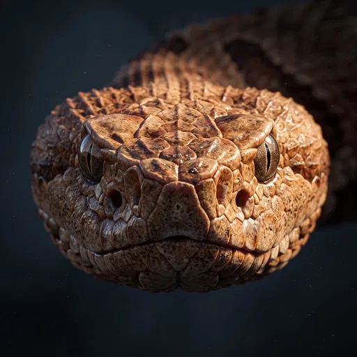 Close-Up Front View of Viper Snake Head