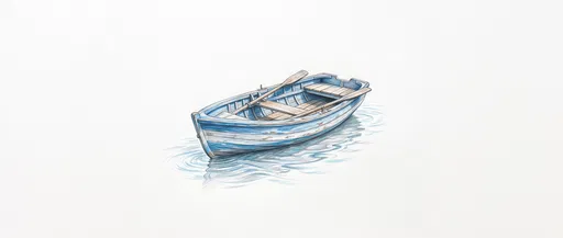 Colored Pencil Wooden Rowboat Illustration