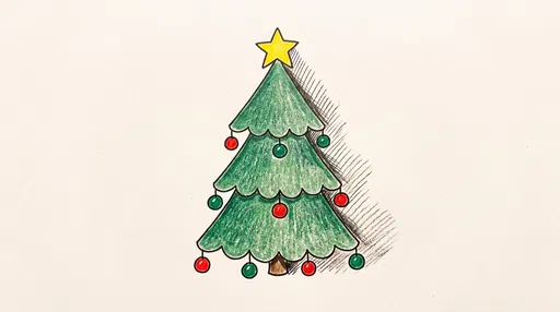 Hand-Drawn Colored Pencil Christmas Tree