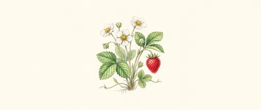 Botanical Colored Pencil Strawberry Plant Illustration