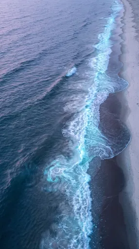 Bioluminescent Ocean Waves at Twilight