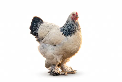 Light Brahma Hen on White Background